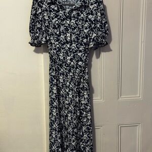 Primark Black and White Floral Long Sleeve Dress